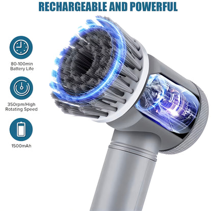 Cordless Electric Cleaning Brush With 6 Replaceable Heads