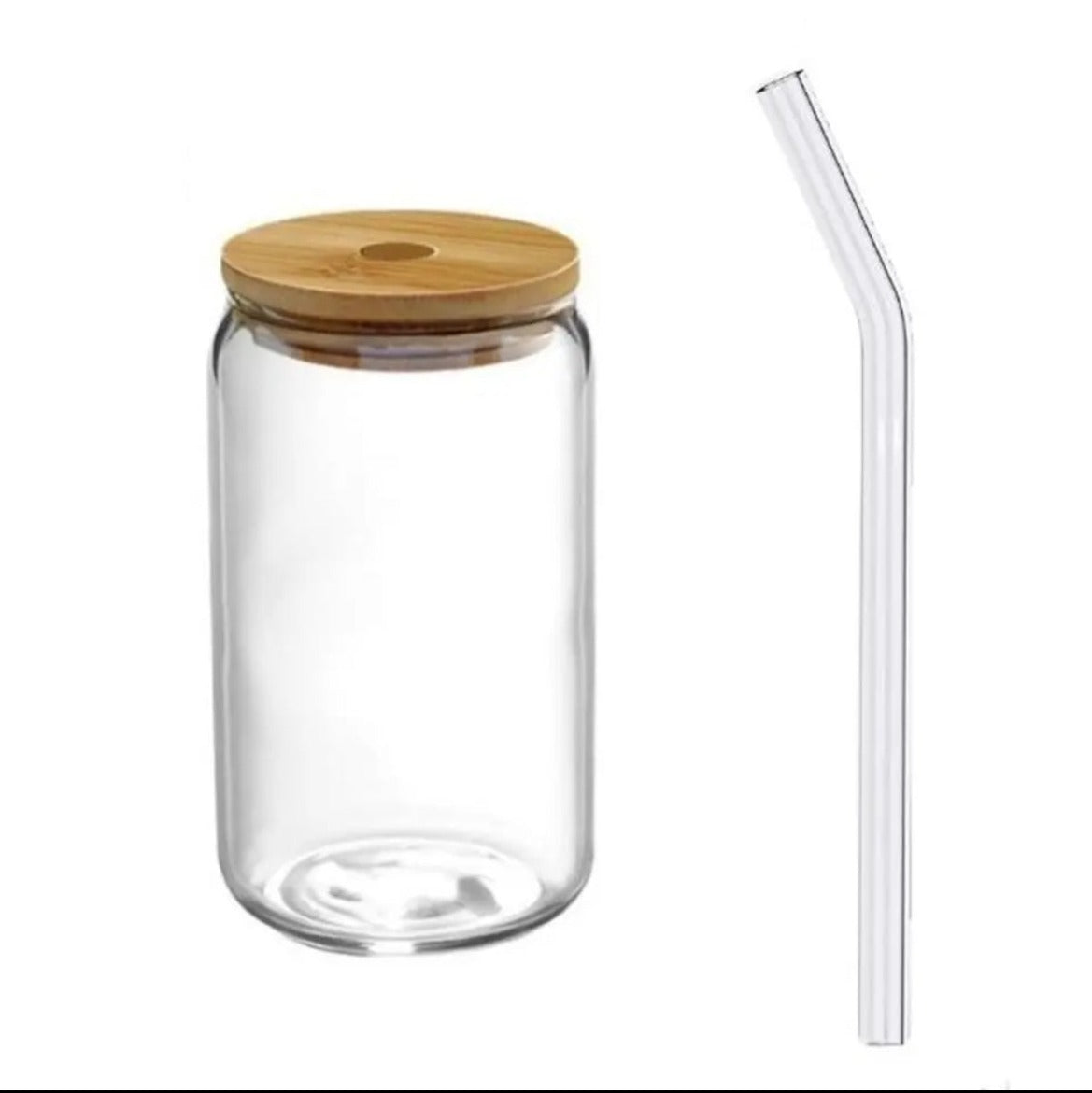 Glass Cups With Lid and Straws (12oz)