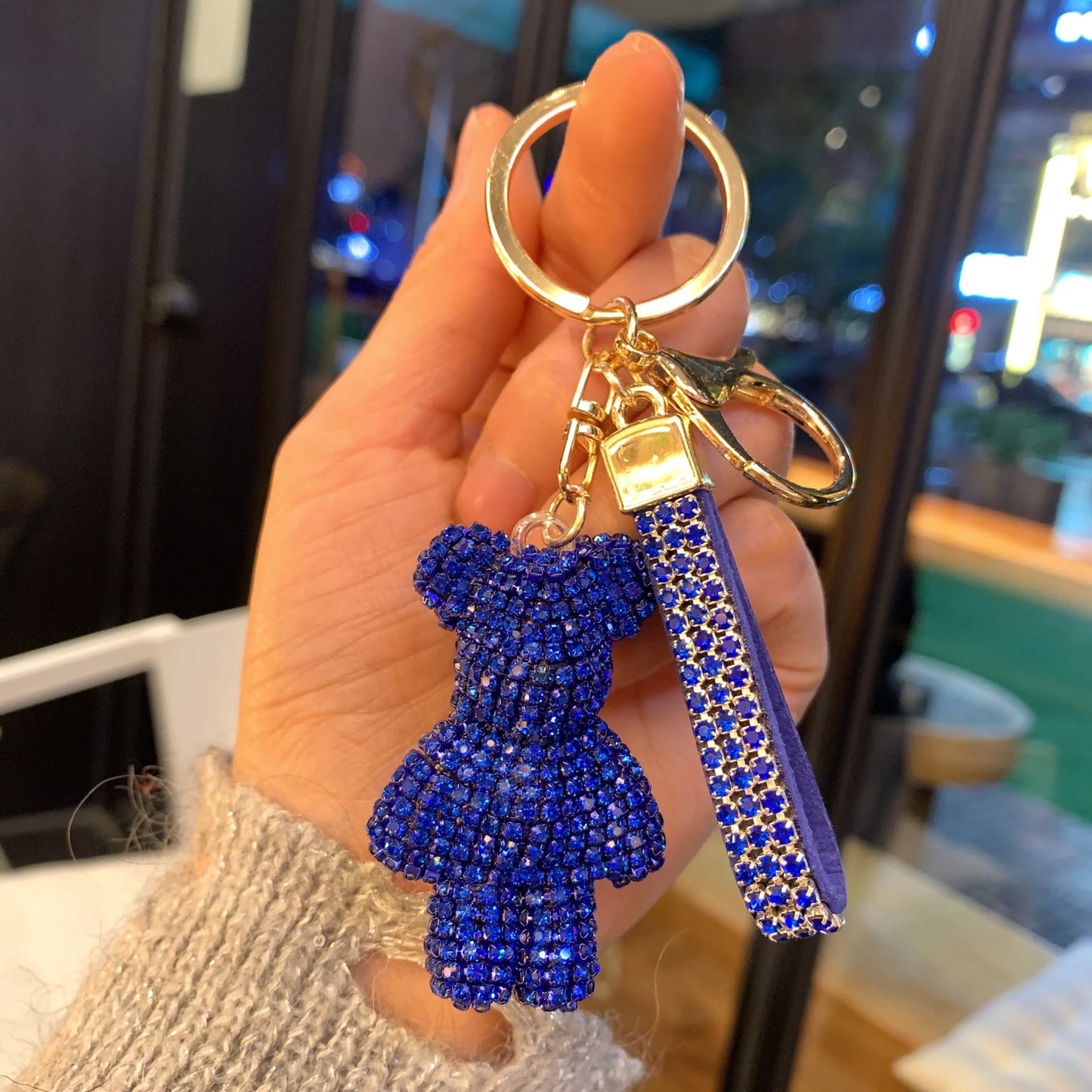 Rhinestone Bear Keychain