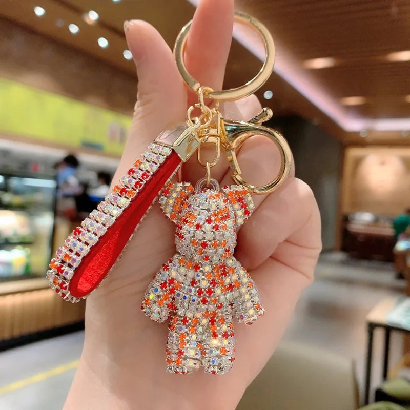 Rhinestone Bear Keychain