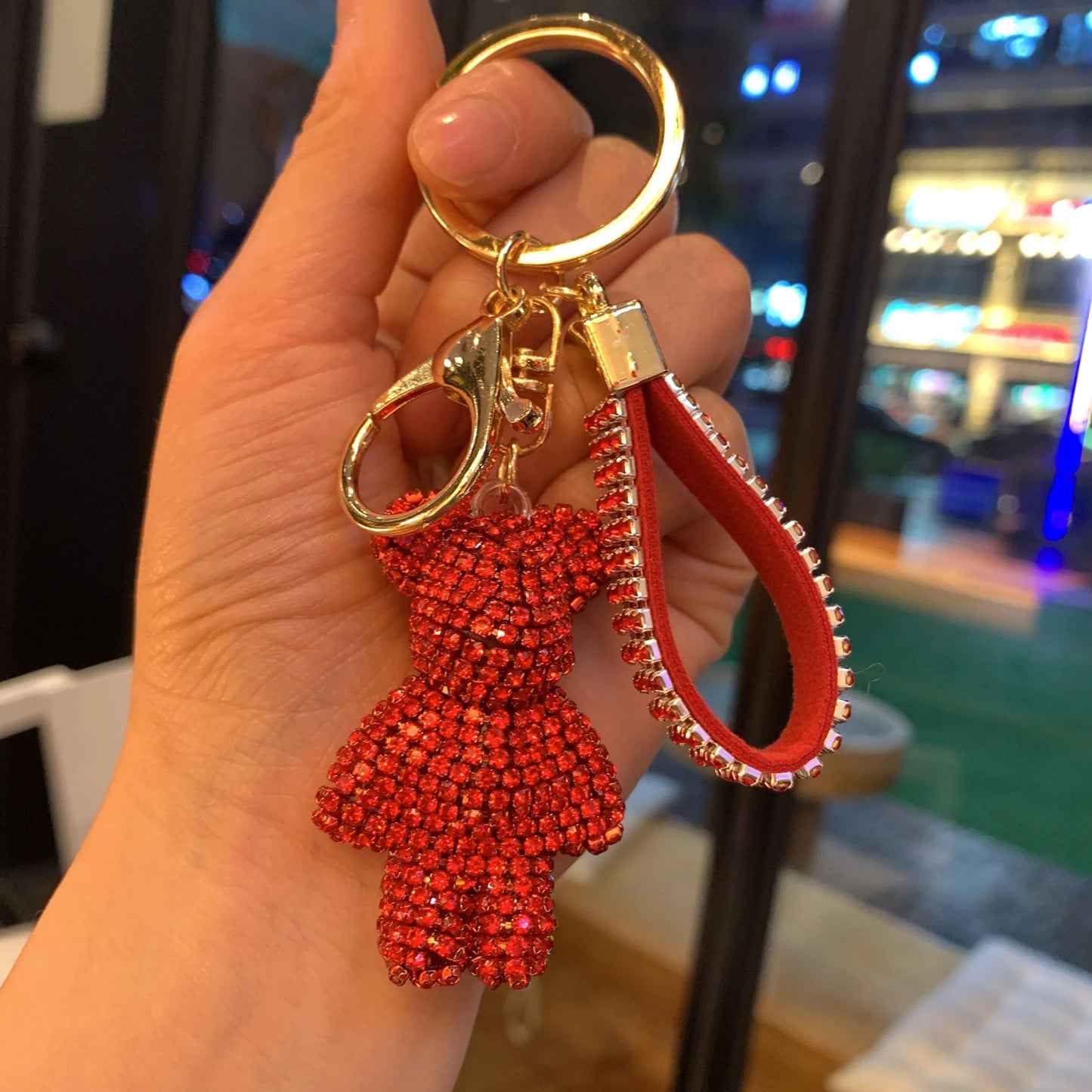 Rhinestone Bear Keychain