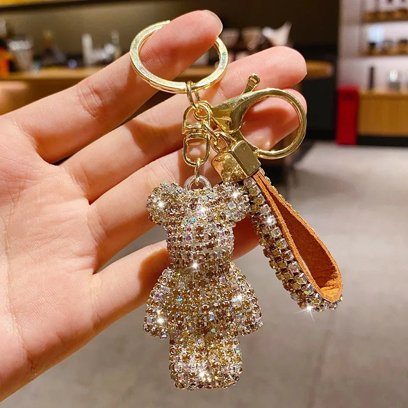 Rhinestone Bear Keychain