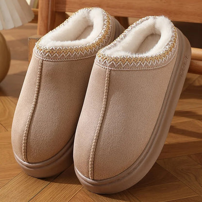 New Women's Fashion Platform Fluffy Warm Cotton Non Slip Home Slippers