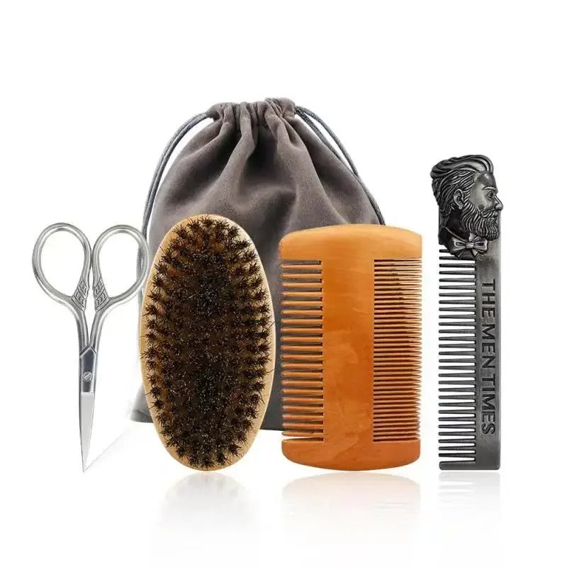 Professional Boar Bristle Wood Beard Brush Kits