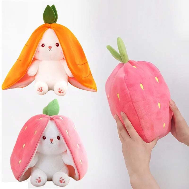 Cute Strawberry Carrot Rabbit Zip Up Plush Toy