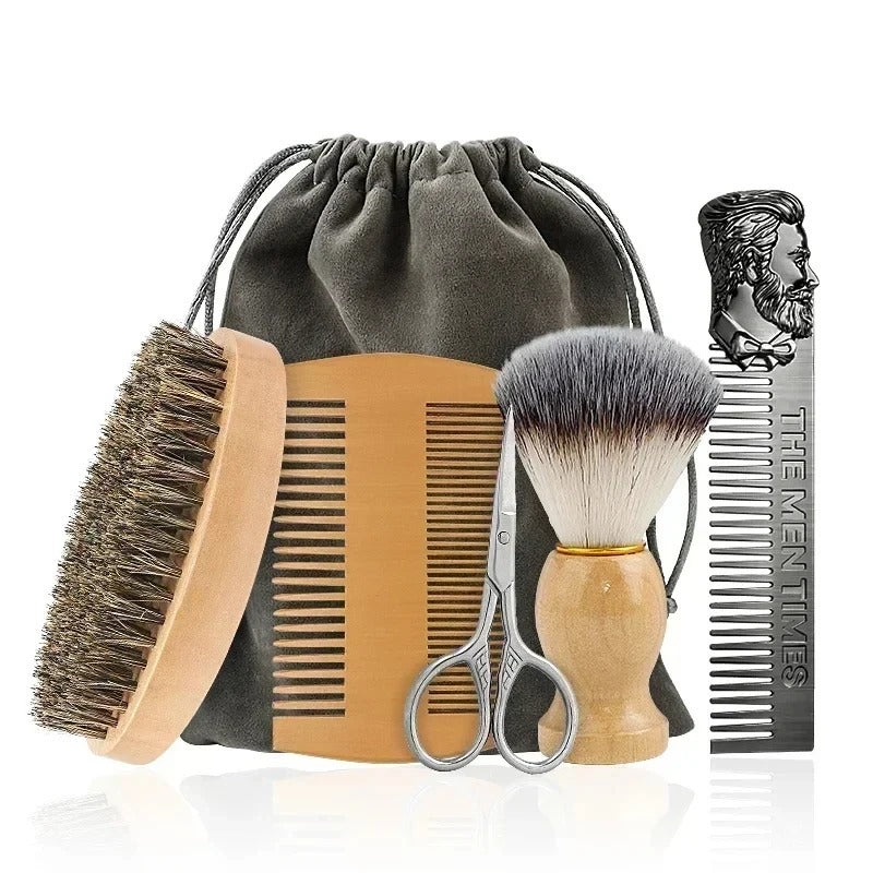 Professional Boar Bristle Wood Beard Brush Kits