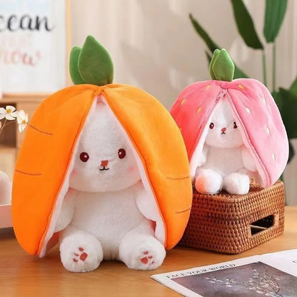 Cute Strawberry Carrot Rabbit Zip Up Plush Toy