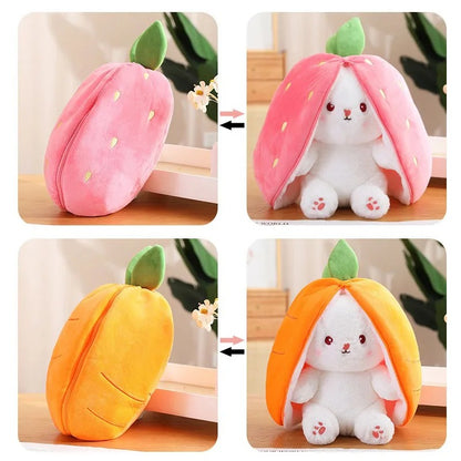 Cute Strawberry Carrot Rabbit Zip Up Plush Toy