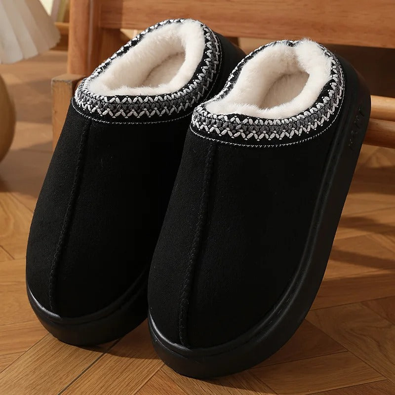 New Women's Fashion Platform Fluffy Warm Cotton Non Slip Home Slippers