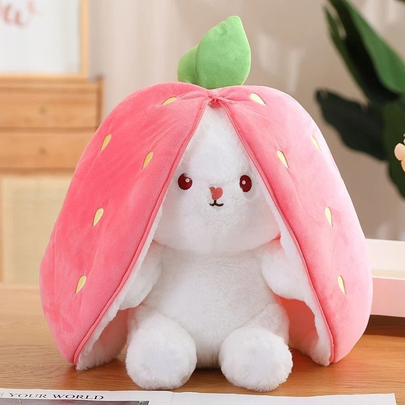 Cute Strawberry Carrot Rabbit Zip Up Plush Toy