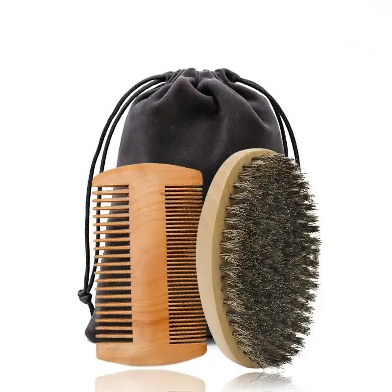 Professional Boar Bristle Wood Beard Brush Kits