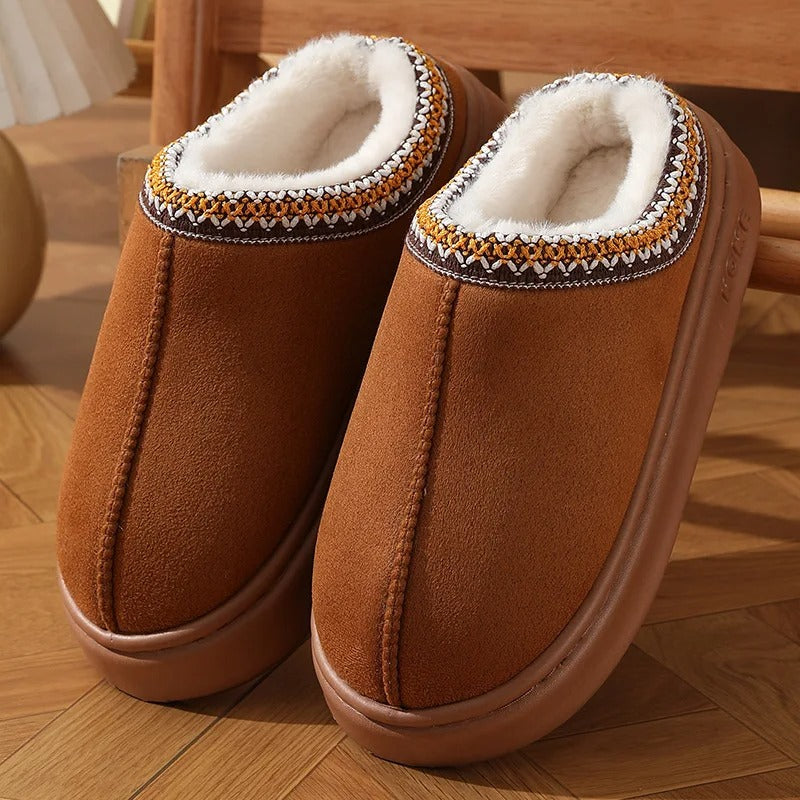 New Women's Fashion Platform Fluffy Warm Cotton Non Slip Home Slippers